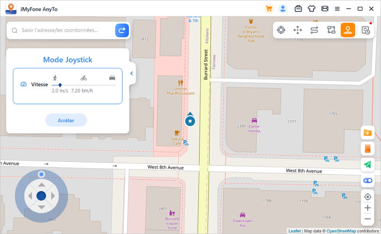 contrôler le mouvement de GPS avec AnyTo Joystick
