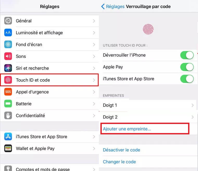 activer iphone touch id