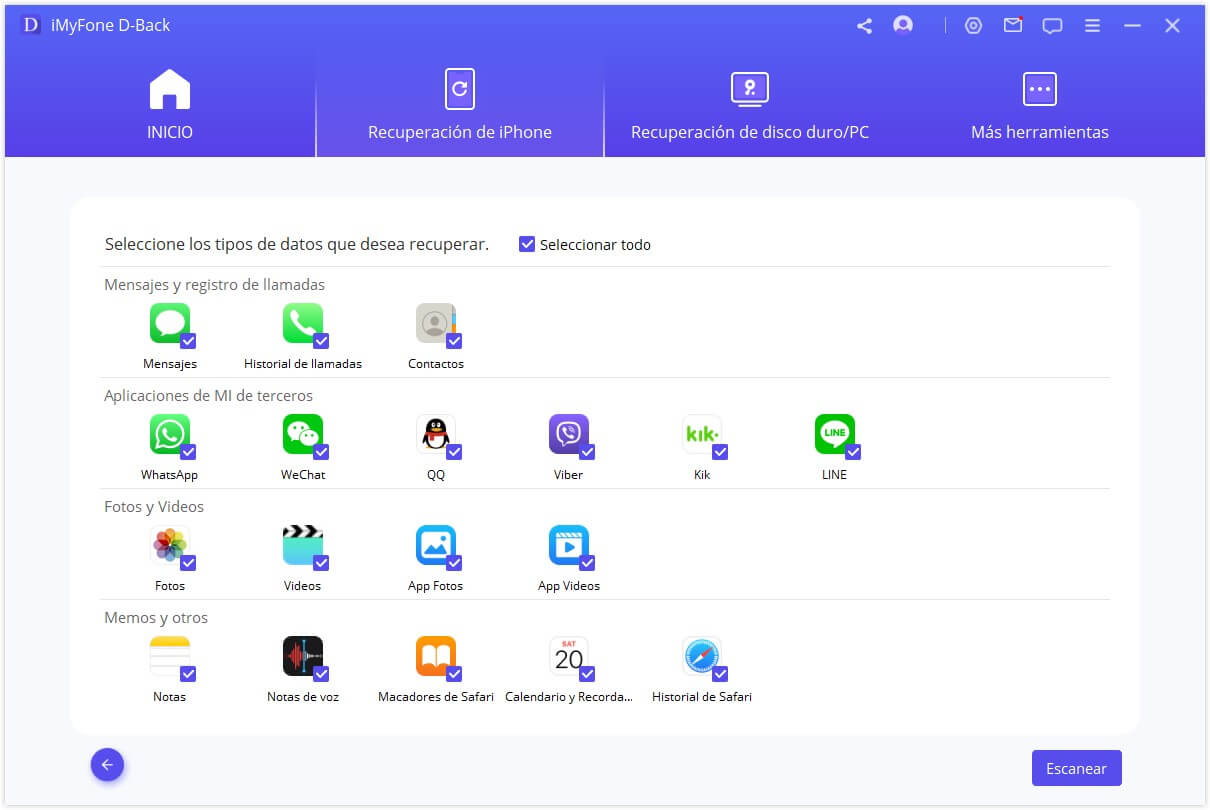 selecciona el tipo de dato para recuperar