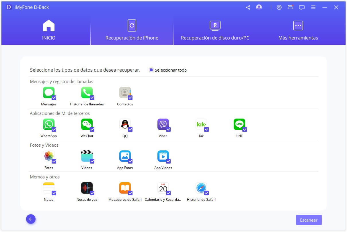 seleccionar los tipos de archivo