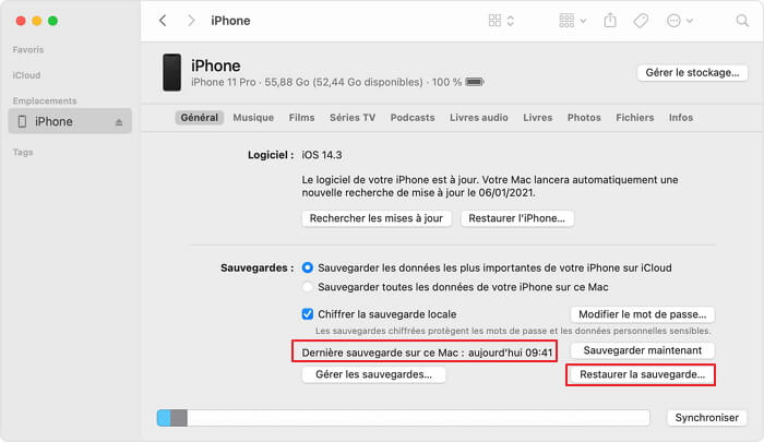 restaurer les photos d'un iPhone cassé avec iTunes