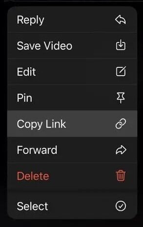 複製 Telegram 影片無法下載連結