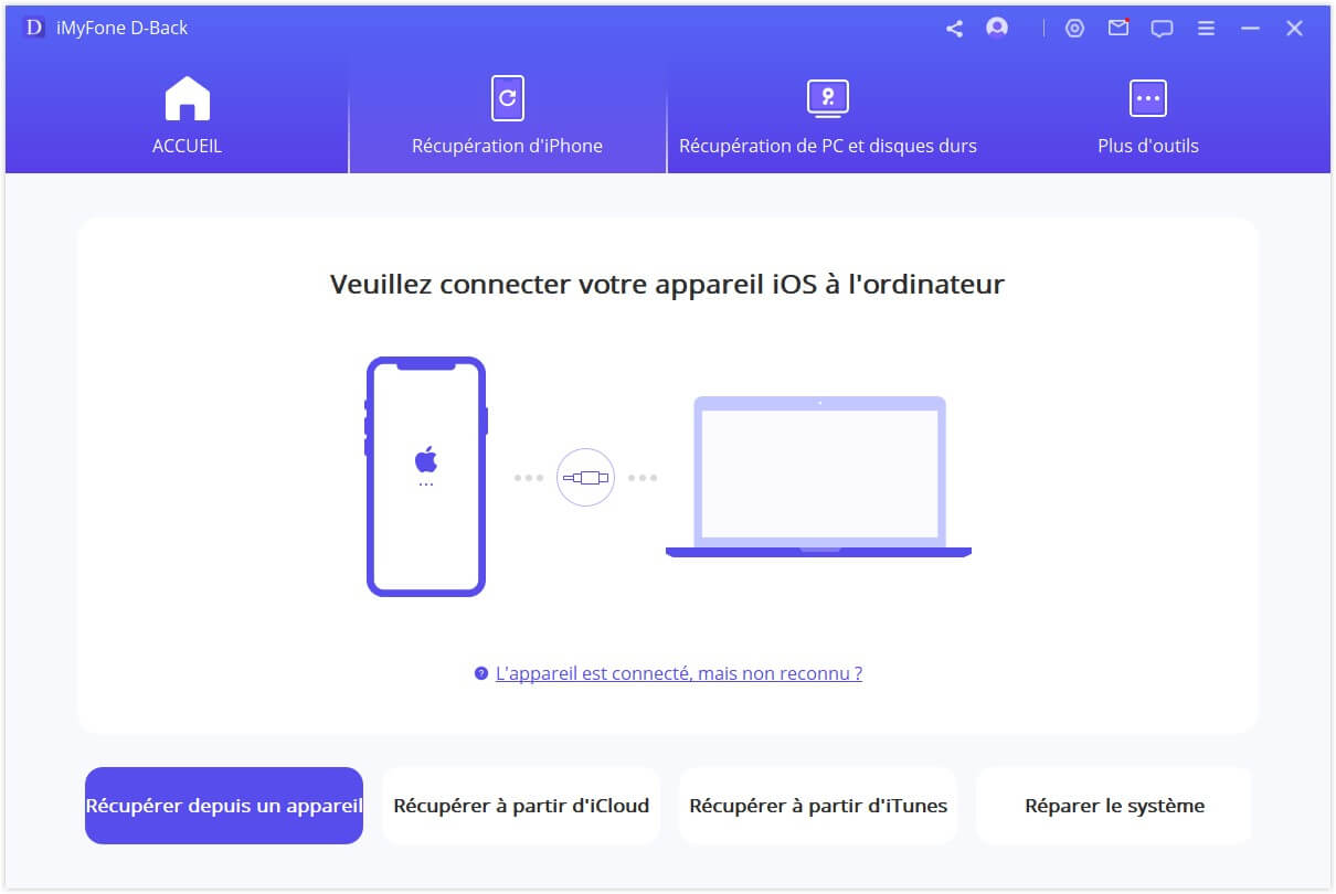 Récupérer depuis un appareil iOS