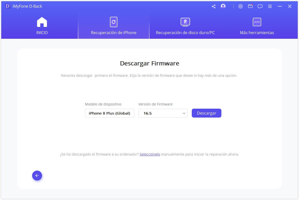 descargar Firmware en Modo Éstandar