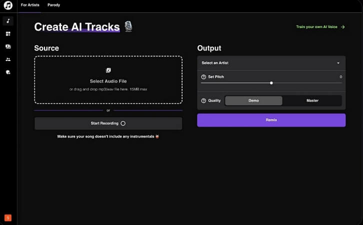 選擇 AI 翻唱聲音