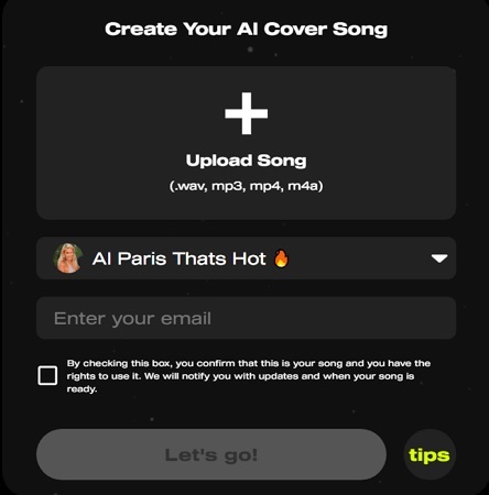 上傳製作 AI Cover 的音檔