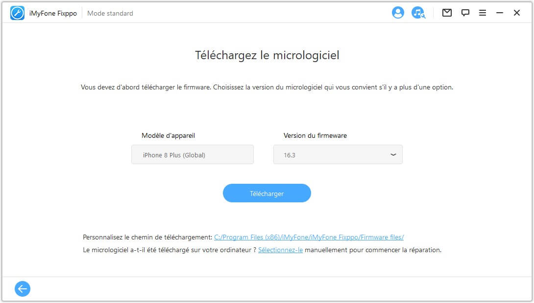 télécharger la mise à jour en mode standard