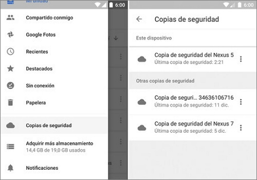 ajustes de google drive