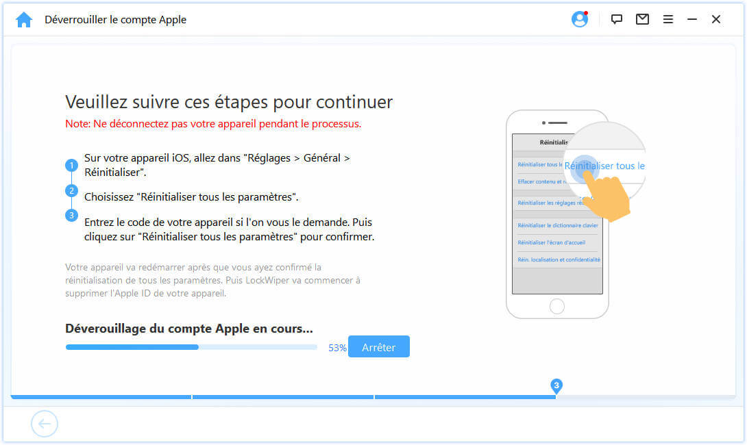 réinitialiser tous les réglages