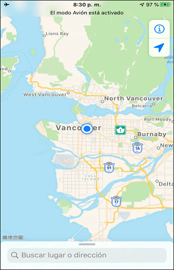 la ubicación cambió en los mapas de Apple
