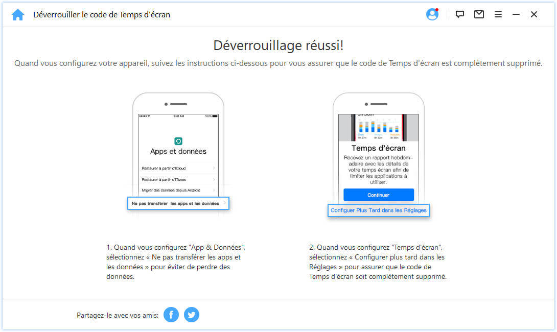enlever le code de temps d’écran oublié