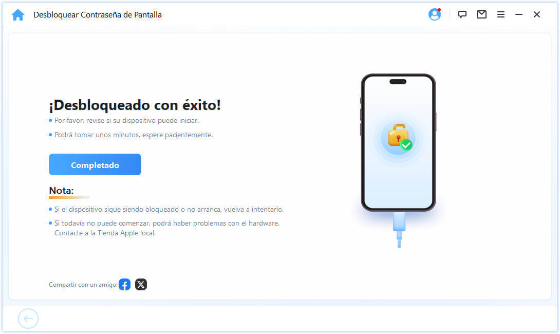desbloqueado con éxito