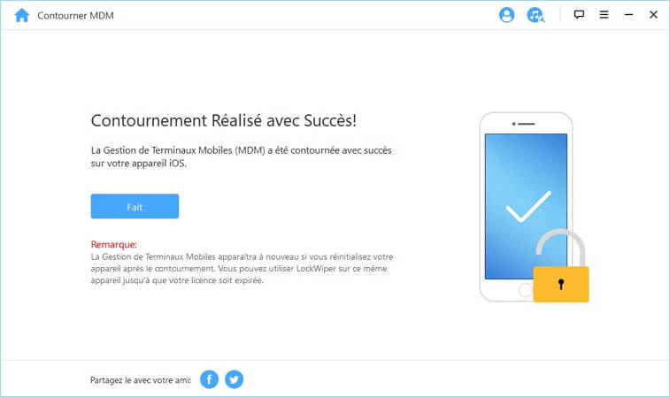 suppression réussi de gestion à distance iphone ipad