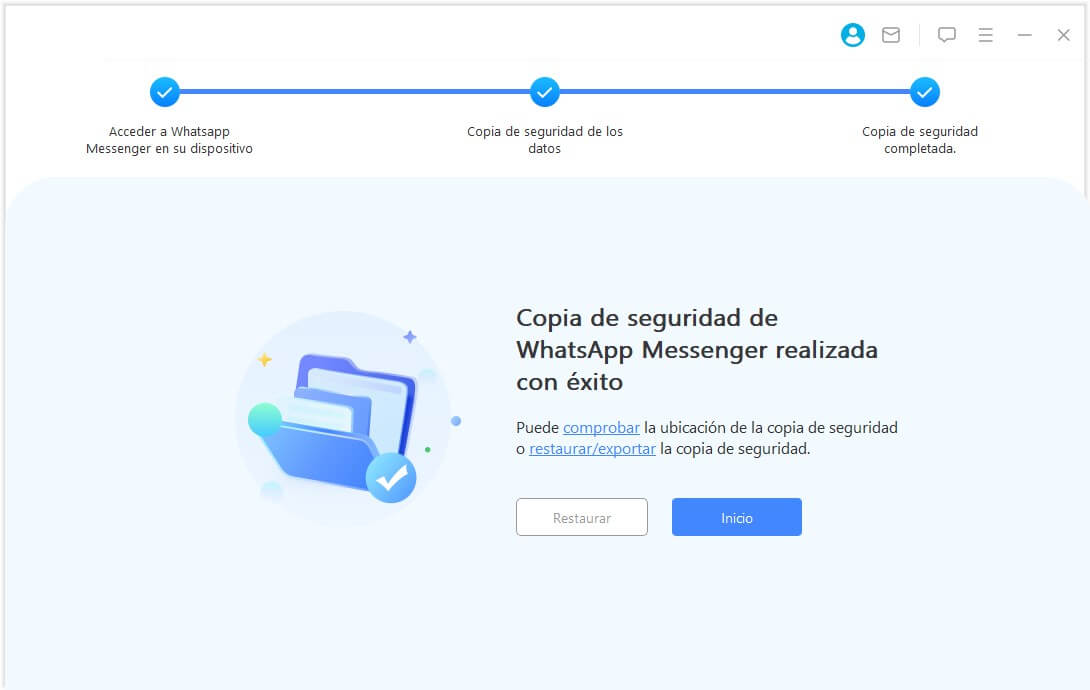 exito de la copia de seguridad de WhatsApp