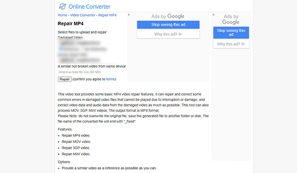 Online Converter　公式ページ画面