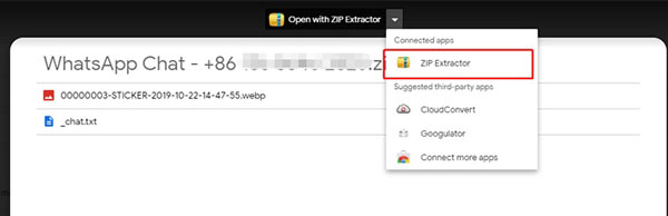 copia de seguridad de chat de whatsapp con zip extractor