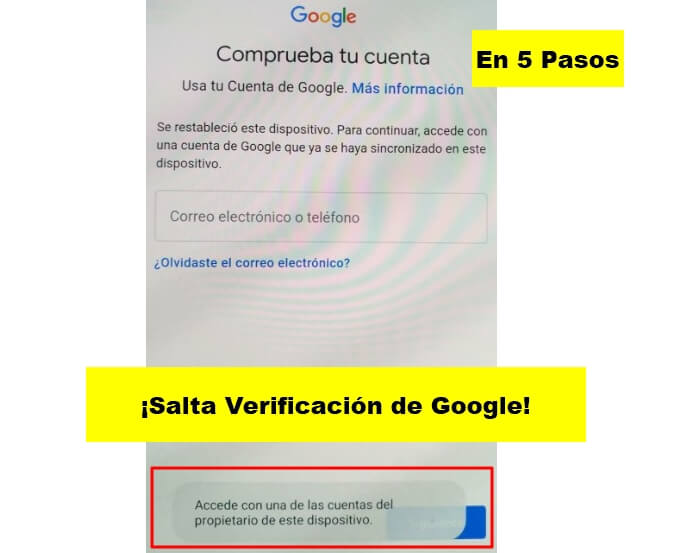 Quita 'Accede con una de las cuentas del propietario de este dispositivo'