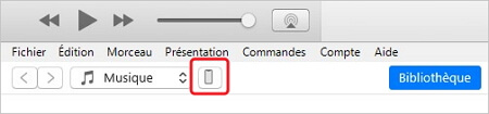 cliquez sur le bouton iPhone sur iTunes