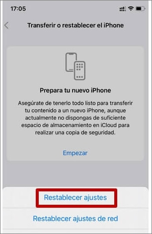 restablecer ajustes de iPhone