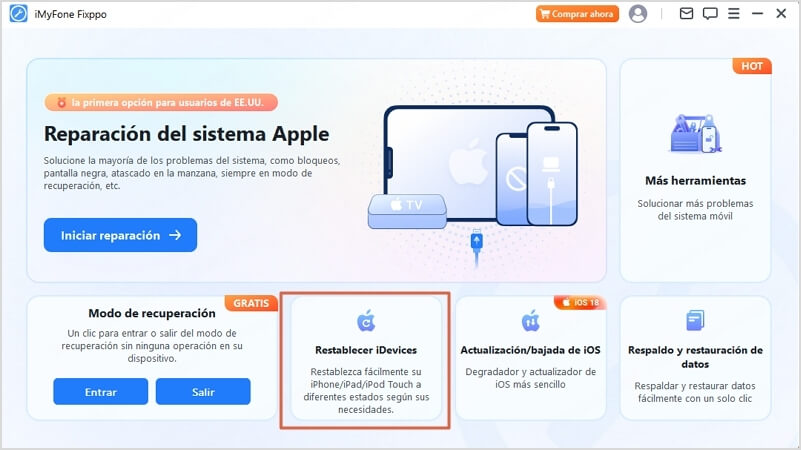 Restablecer iPhone con imyfone fixppo