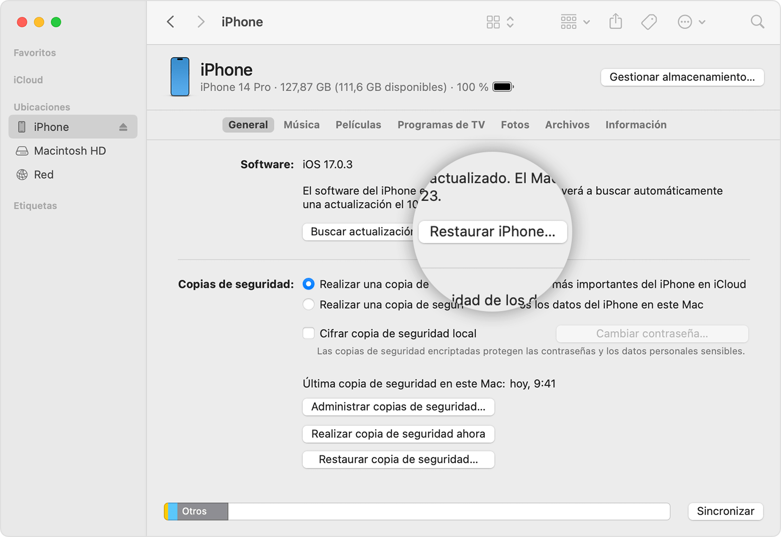 restaurar iphone desde itunes