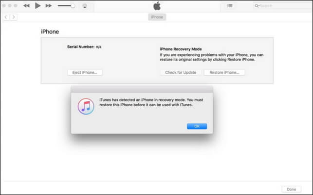 restauration itunes pour réparer l'écran noir avec chargement sur iPhone