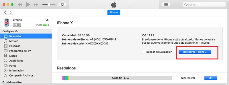 Recuperar fotos de iPhone roto con copia de seguridad de iTunes