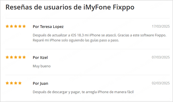 feedback de otros usuarios de reparación de iOS con Fixppo