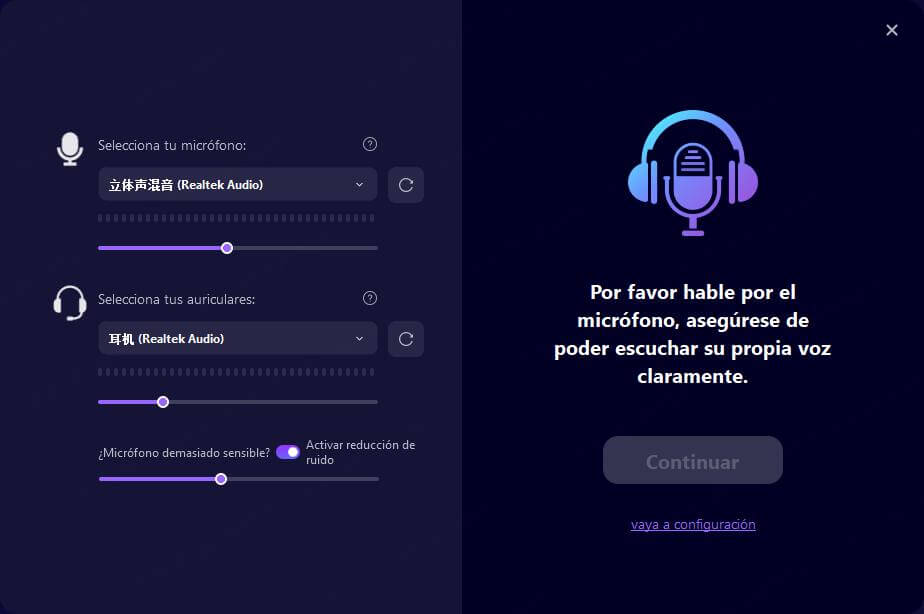 Configura auriculares y mocrófono en MagicMic