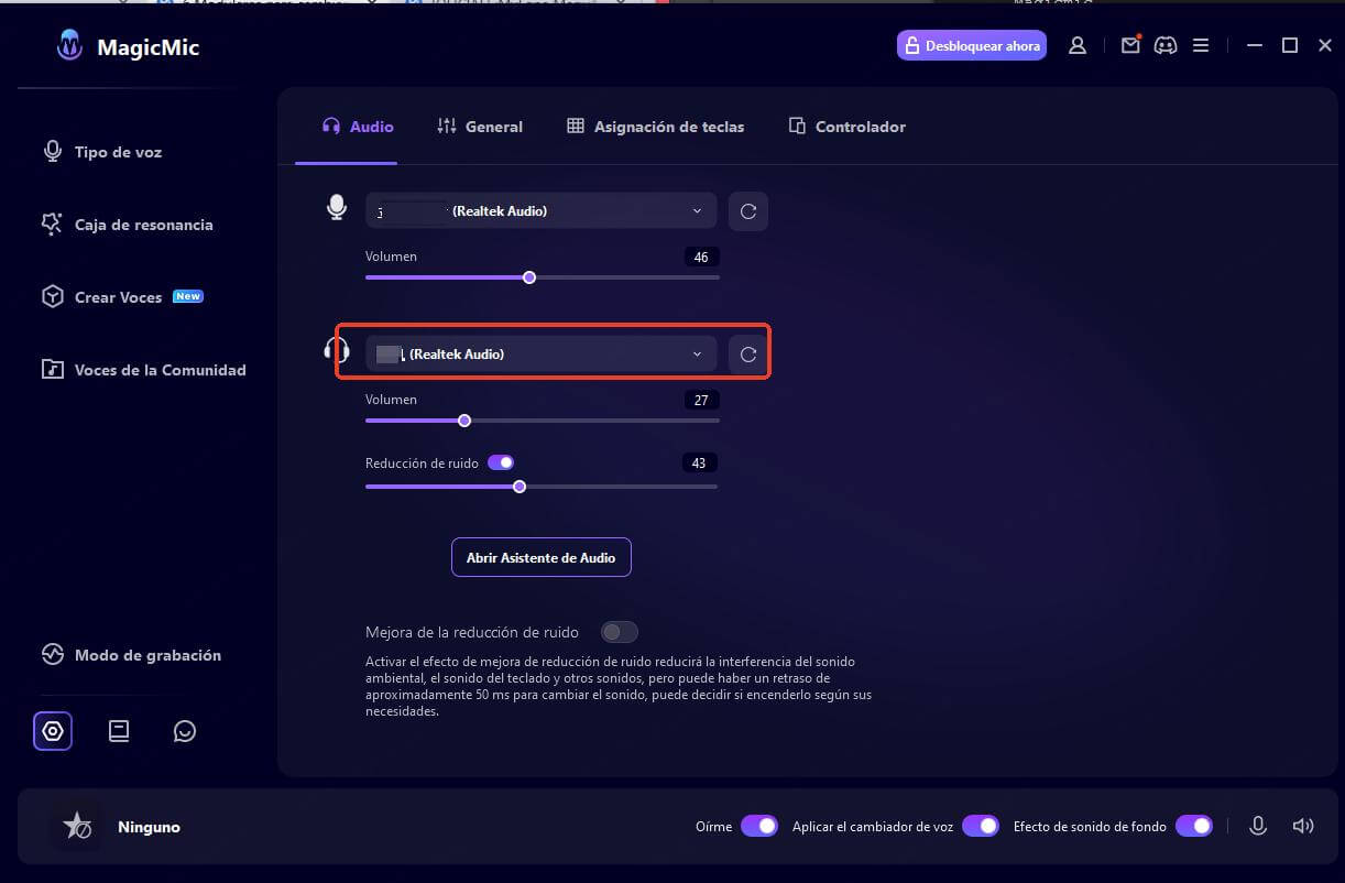 seleccionar auriculares como entrada