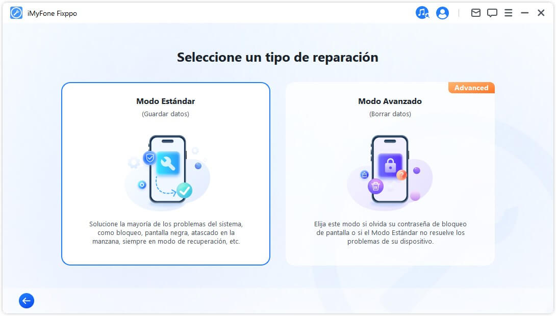 elige el modo estándar de Fixppo para resolver‘Por qué mi iPhone dice support.apple.com/iphone/estore’