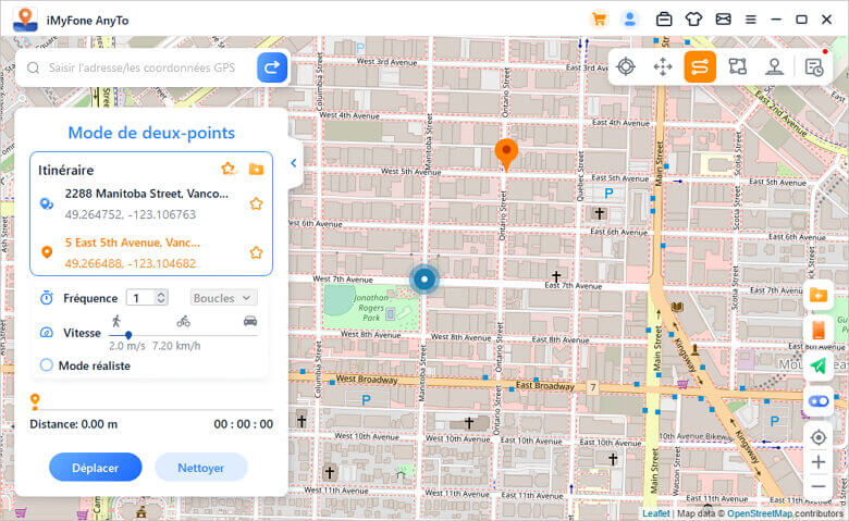 selectionner une destination