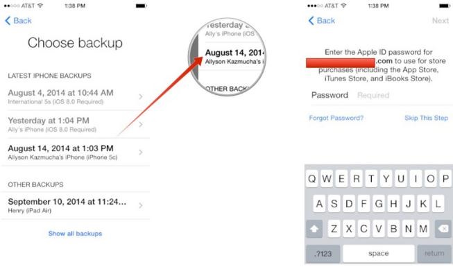 Elegir el archivo de respaldo reciente