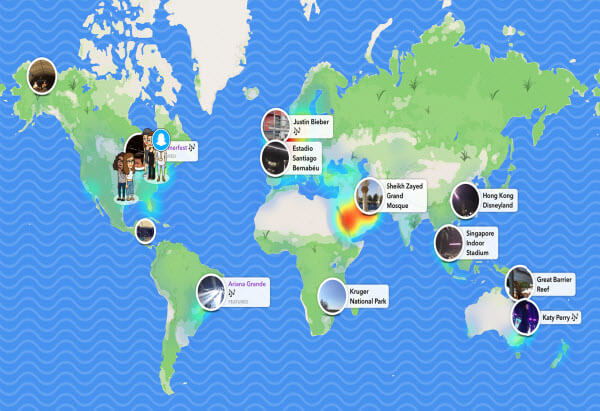 la carte Snapchat pour montrer votre localisation