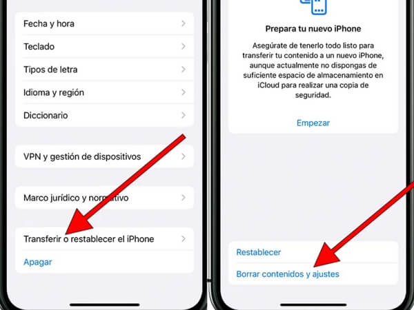 Formatear iPhone sin iTunes en ajustes