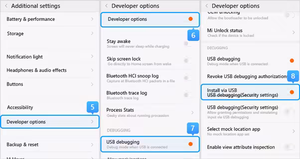 activer le débogage USB sur un xiaomi exécutant miui 6-10 étape 2