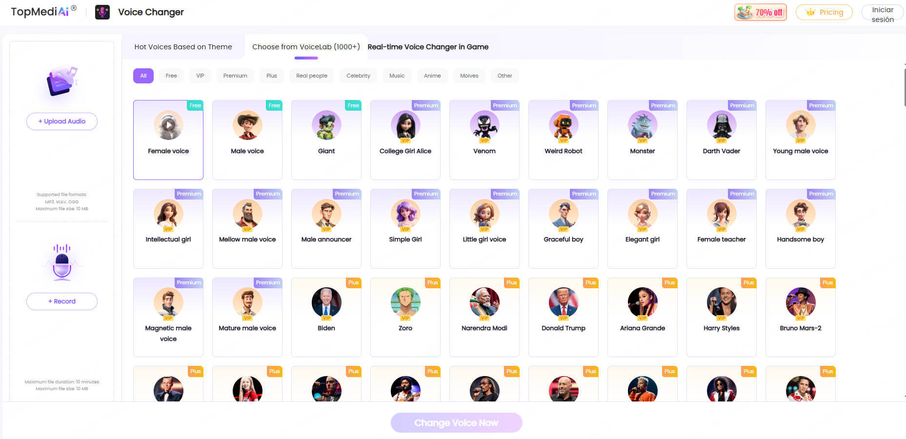 TopMediai – Generador de voz con IA online