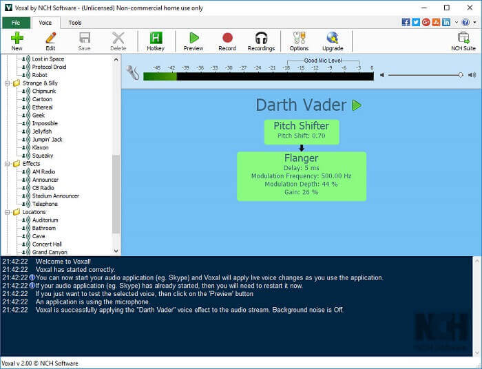 Voxal Voice Changer modificador de voz en tiempo real