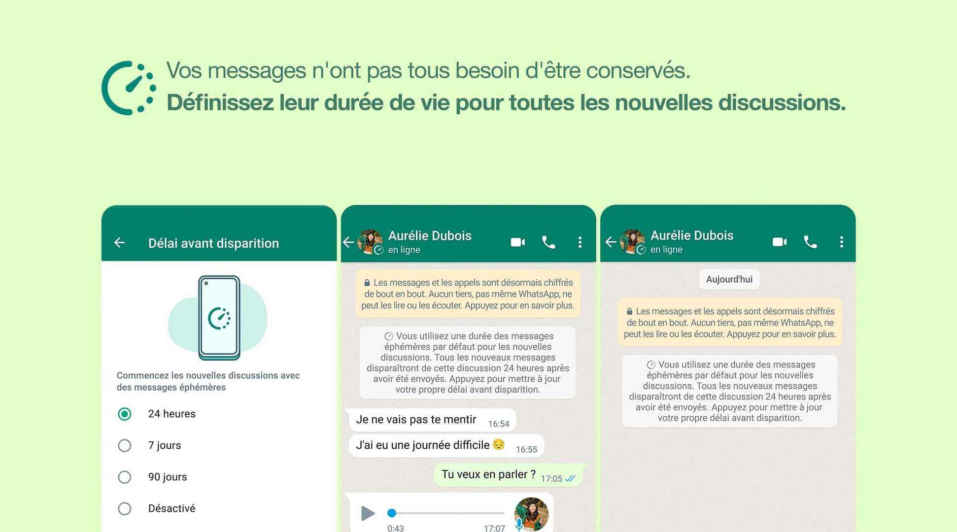 Comment récupérer/activer/désactiver les messages éphémères sur WhatsApp