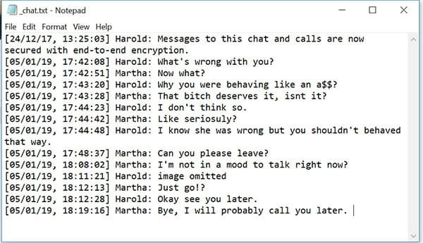 función de chat de exportación de whatsapp leer archivos de registro