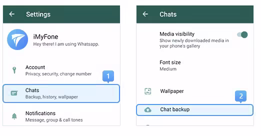 accéder à la sauvegarde de whatsapp dans les paramètres de chat