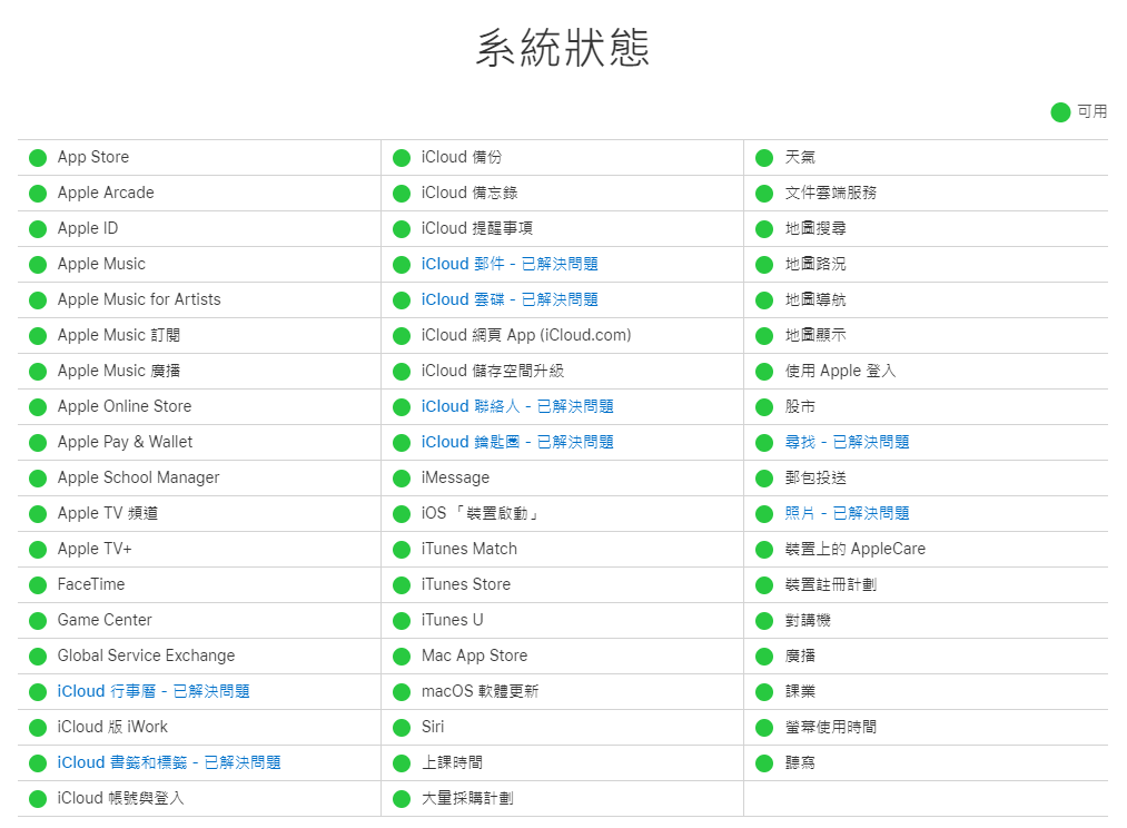 查看Apple系統狀態