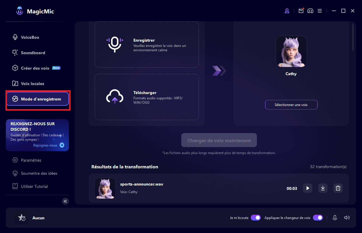Changer la voix des fichiers audio avec MagicMic