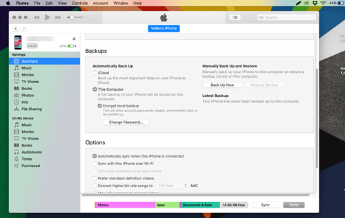 faire une sauvegarde sur iTunes