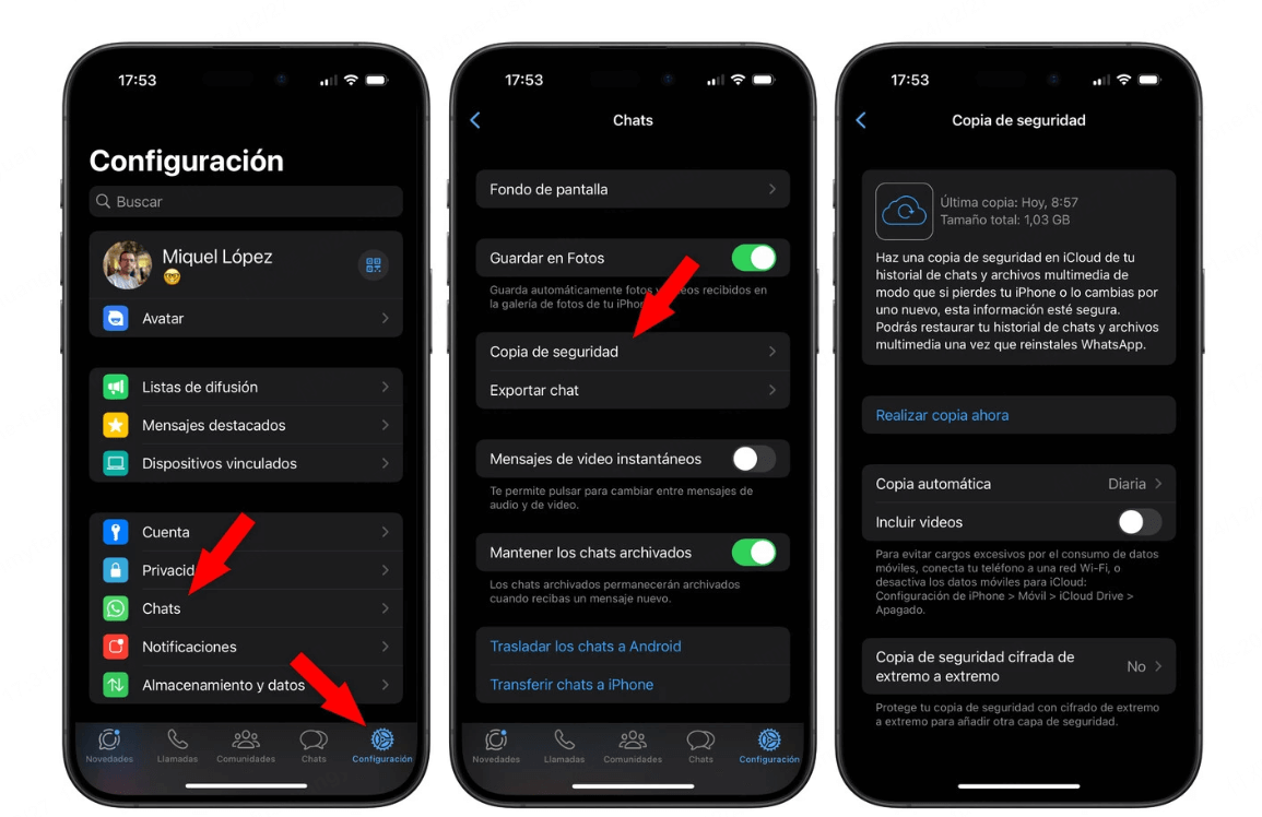 hacer la copia de seguridad de WhatsApp de iPhone a icloud