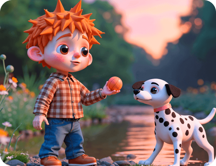 犬と遊ぶ男の子