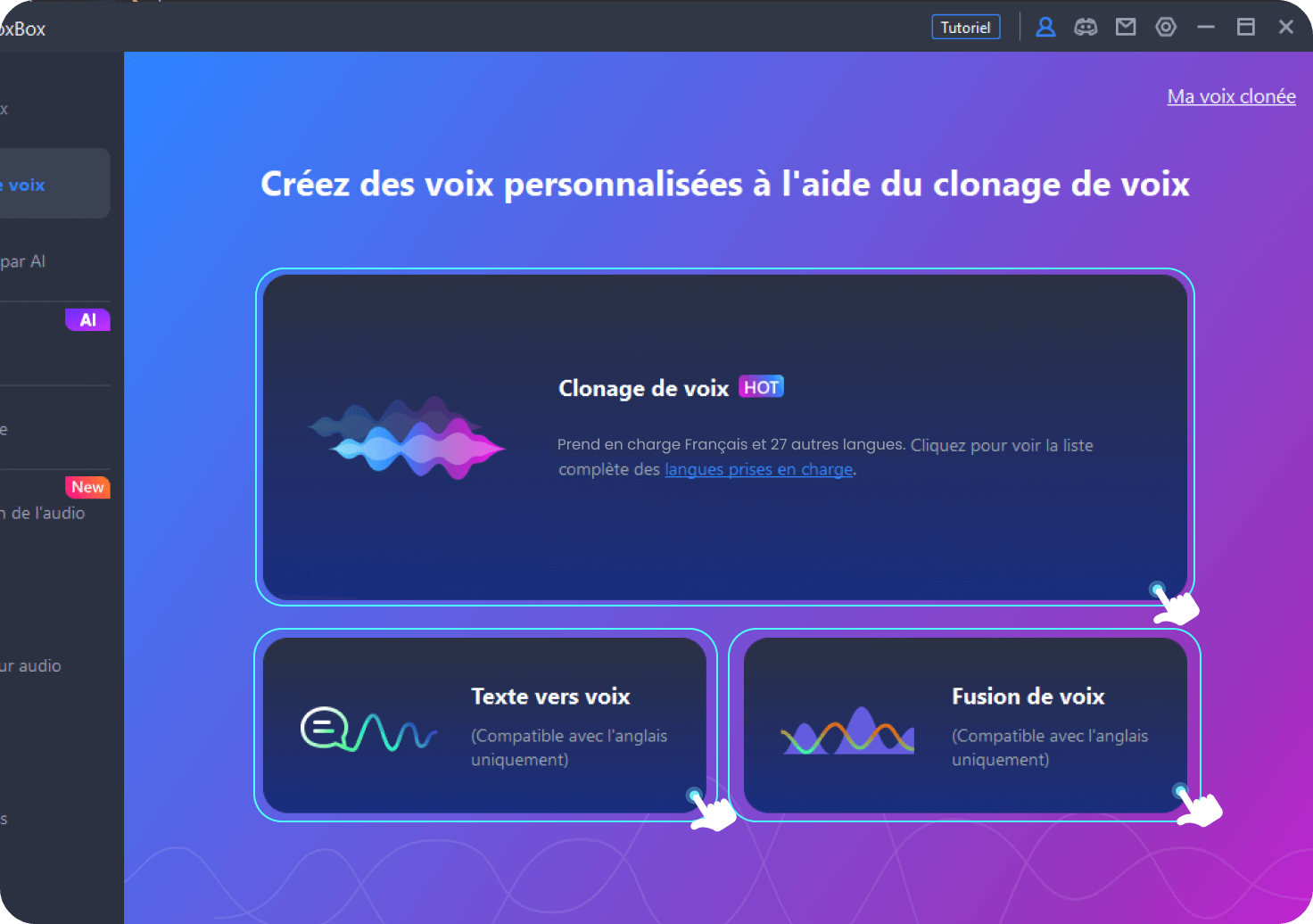 choisissez le clonage de voix