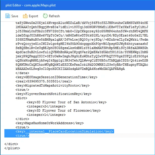 insérer la ligne pour éditer plist