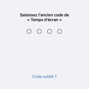code temps d'écran oublié
