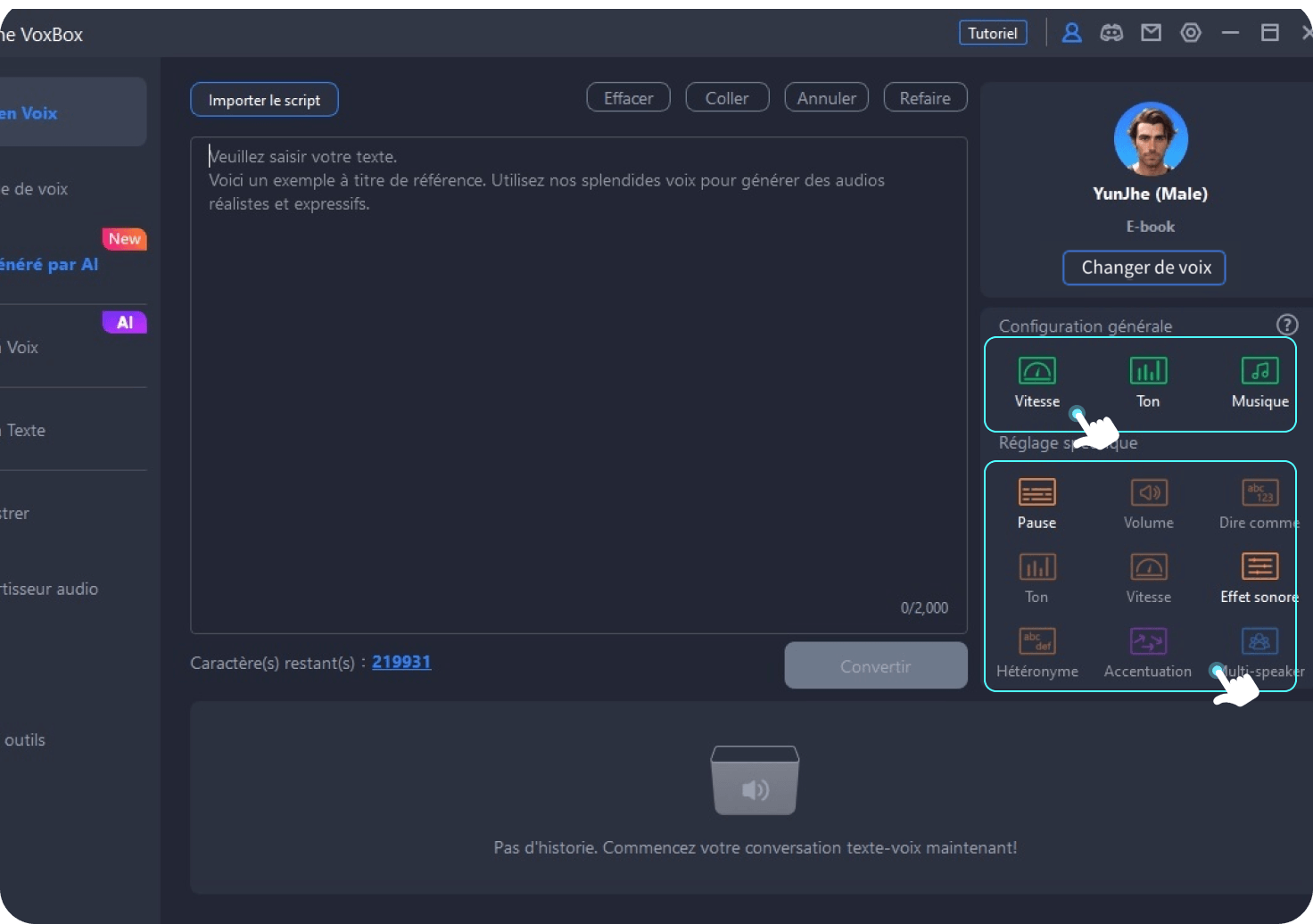 convertir texte en voix - étape 3